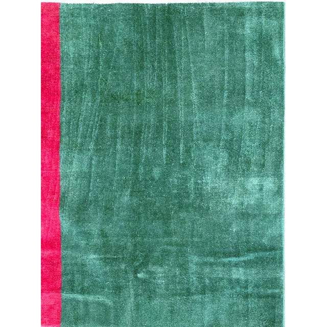 This Mid-20th century Turkish Anatolian Art Deco Style carpet presents a bold minimalist composition defined by saturated...