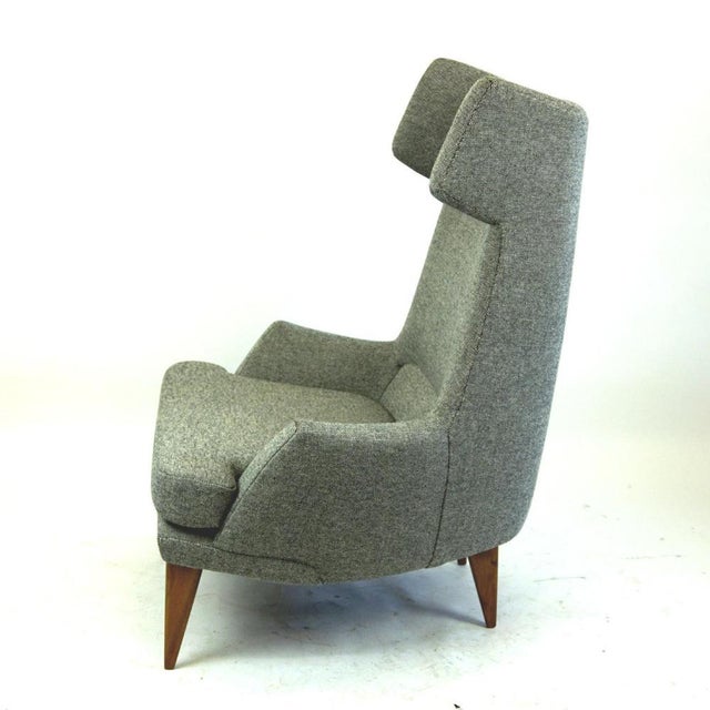 1950s Monumental Grey Austrian Mid-Century Wingback Armchair by Oswald Haerdtl For Sale - Image 5 of 13