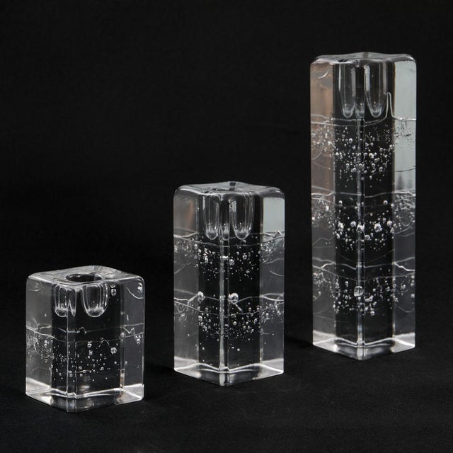 1970s Arkipelago Glass Candlesticks by Timo Sarpaneva for Iittala, 1960s, Set of 3 For Sale - Image 5 of 9