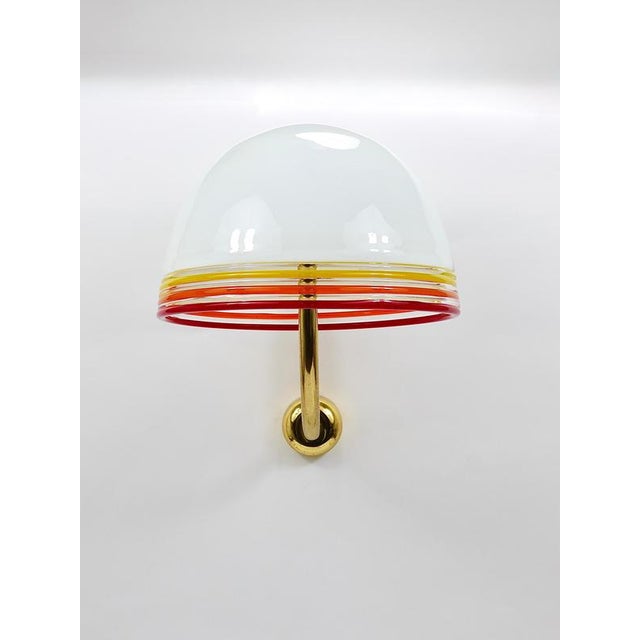 Febo Wall Lamps Sconces in Brass & Murano Glass by Roberto Pamio for Leucos, Italy, 1970s, Set of 2 For Sale - Image 3 of 18