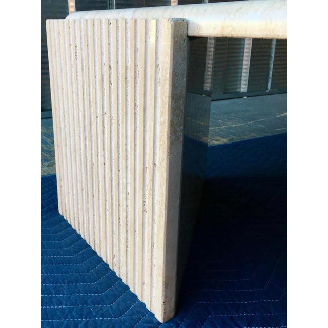 1970s Postmodern “Teardrop” Travertine Coffee Table From Stone International Italy For Sale - Image 5 of 13