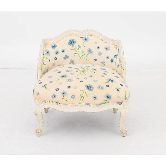 Louis XV Style Floral Print Upholstered Children's Bergere, on white painted wood cabriole legs. 21.5" H x 21.5" W x 20"...