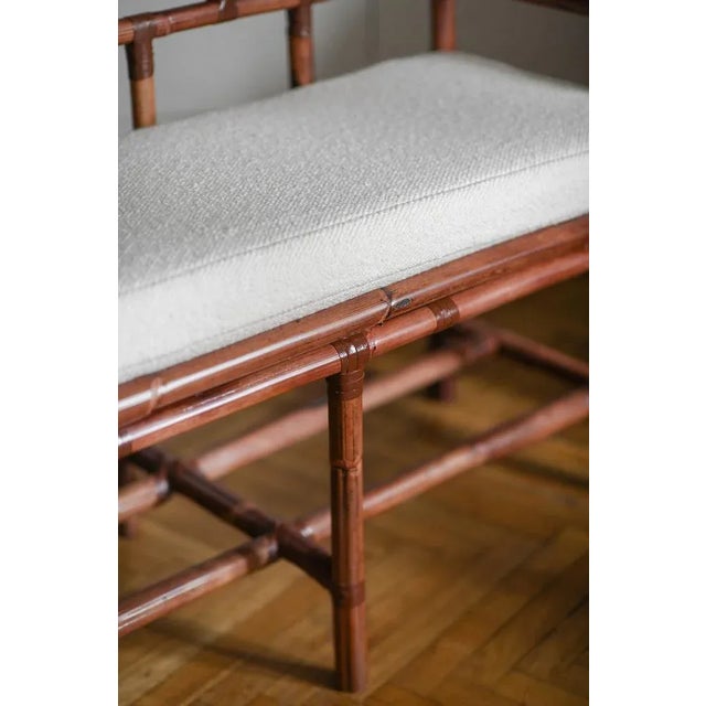 Beige Bamboo Bench with Dedar Fabric For Sale - Image 8 of 10