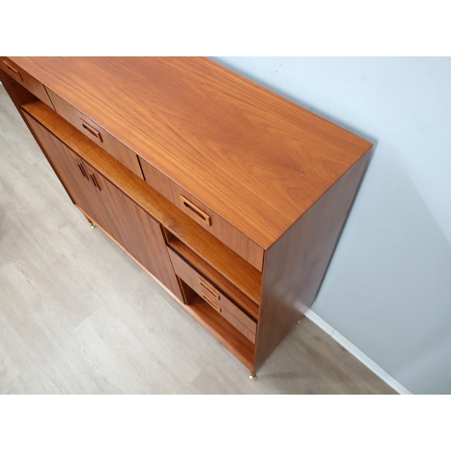 Mid-Century Italian Teak Highboard with Brass Feet, 1960s For Sale - Image 11 of 16