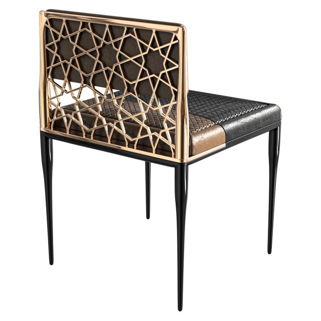 Art Deco "Serenata" Chair, With Bronze, Stainless Steel, Tailor Made Leather For Sale - Image 3 of 10