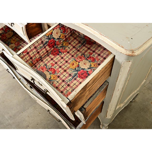 French Louis XV Period 18th Century Hand Carved & Painted Commode For Sale - Image 9 of 14