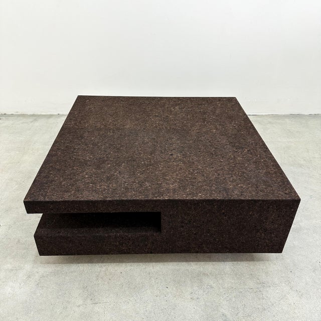1970s Vintage Square Chocolate Cork Coffee Table – 1970s Mid-Century Modern Retro Postmodern For Sale - Image 5 of 10