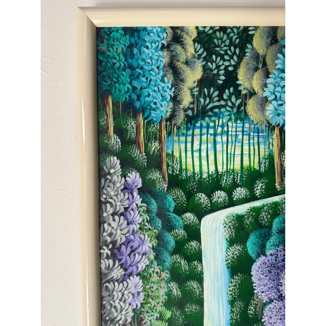 Vintage Haitian Folk Art Wildlife Jungle Scene Oil on Canvas – Framed For Sale In Miami - Image 6 of 13
