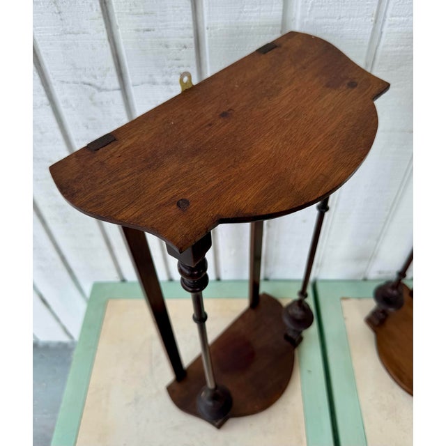 Fine Pair Turned Antique 21 1/2” Mahogany Wall Shelves For Sale - Image 4 of 7