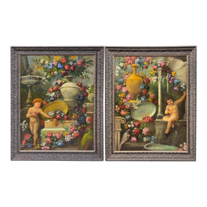 18th Century Pair of French Oil on Canvas Paintings