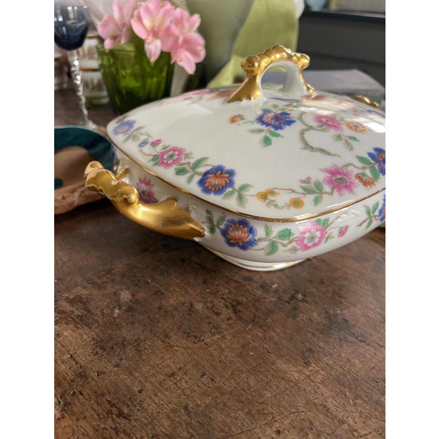 Vintage French Lidded Serving Bowl Bird of Paradise Limoges France For Sale - Image 4 of 10