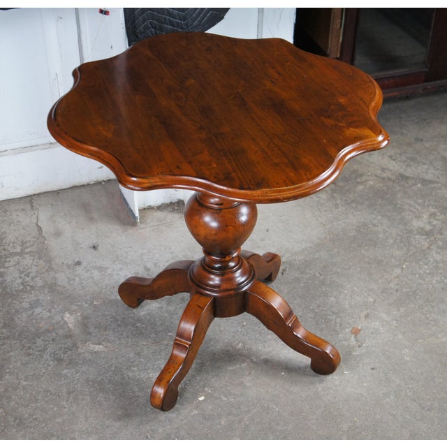 2 Vintage Henredon French Louis Philippe Style Walnut Pedestal Side Tables For Sale - Image 4 of 12