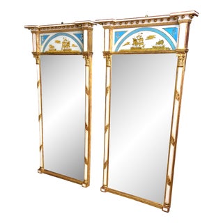 Antique Painted and Gilded Pier Mirrors, 1820, Set of 2 For Sale