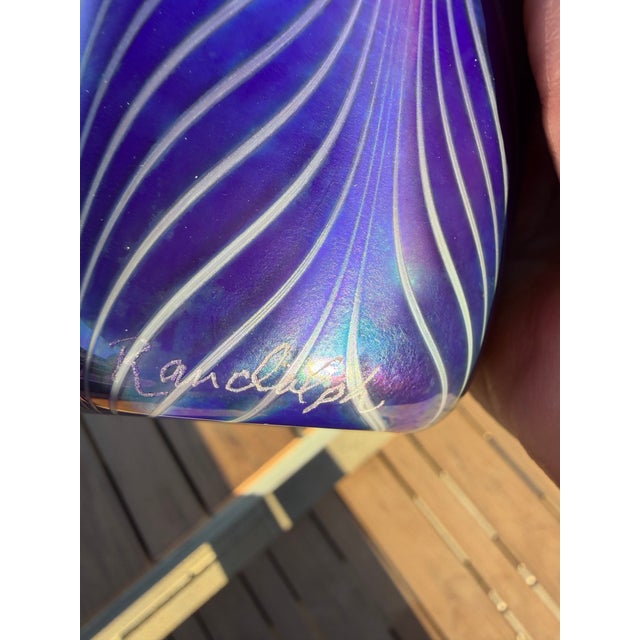 1983 Grant Randolph Feather and Heart Glass Vase For Sale - Image 11 of 12