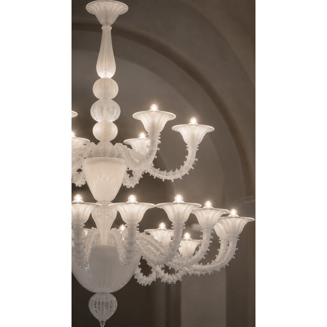 Mid-Century Modern Monumental Contemporary White Rezzonico Murano Glass Chandelier For Sale - Image 3 of 5
