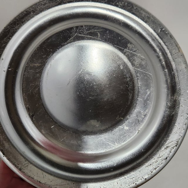 Mid-Century French René Brun Champagne Aluminum Ice Bucket – Brushed Silver Metal With Blue Label & Ring Handles For Sale In Chicago - Image 6 of 6