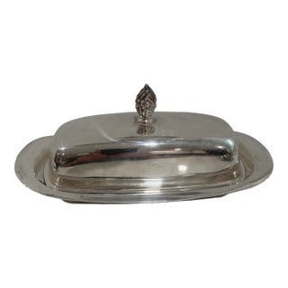 Vintage F B Rogers Silver Plate Butter Dish With Glass Insert From England For Sale