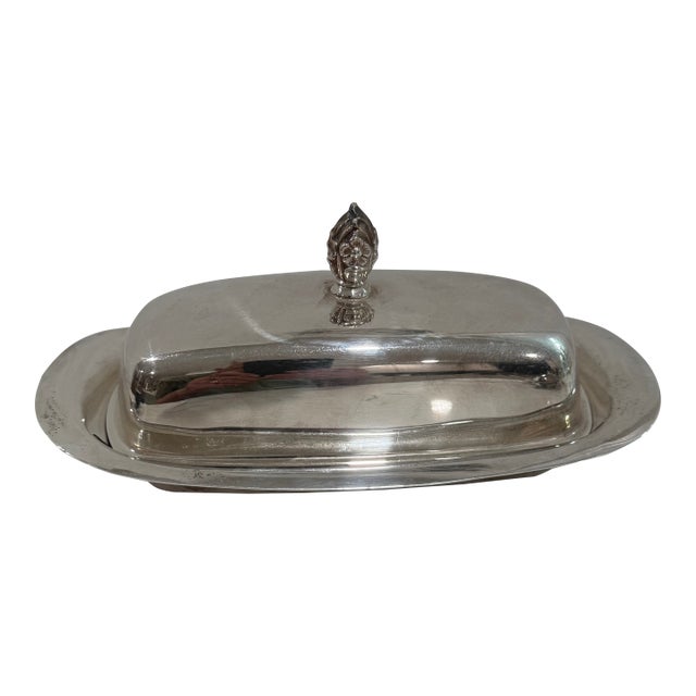 Vintage F B Rogers Silver Plate Butter Dish With Glass Insert From England For Sale