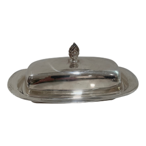 Vintage F B Rogers Silver Plate Butter Dish With Glass Insert From England