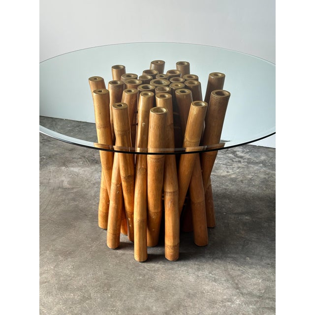 Vintage Bundled Bamboo Glass-Top Dining Table, Attributed to Budji Layug For Sale - Image 11 of 17