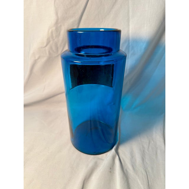 Glass Antique, French Apothecary/Chemist Jar, Blue. Late 1800s For Sale - Image 7 of 8