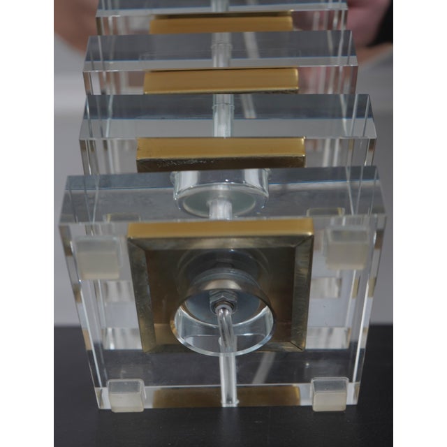 1990s Modern Design Glass and Brass Decorator Table Lamps - a Pair For Sale In Philadelphia - Image 6 of 10