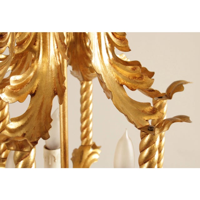 Mid 20th Century Italian Hollywood Regency Gilt Tole Lantern Chandelier For Sale - Image 10 of 13