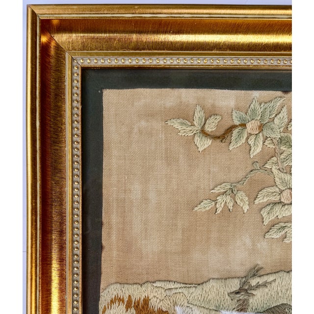 Antique English Pastoral Woolwork Embroidery With Stag, Hounds and Rabbit, 19th Century For Sale - Image 16 of 18