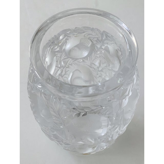 Antique Rene Lalique 1939 Design Bagatelle Vase of High Relief Sparrows in Foliage For Sale - Image 9 of 11
