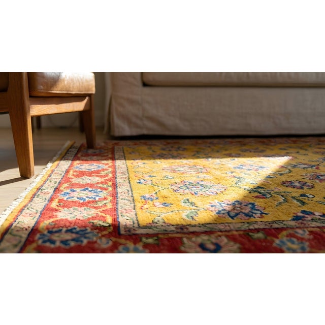 Textile 1920s Orange Medallion Traditional Antique Chinese Art Deco Hand Knotted Rug 4 X 10' Wool Carpet For Sale - Image 7 of 8