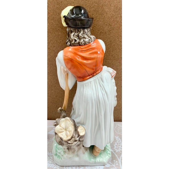 Traditional Large Herend "Mournful Shepherd" (Búsuló Juhász) Porcelain Figurine – 11.5" – Model 5427 For Sale - Image 3 of 6