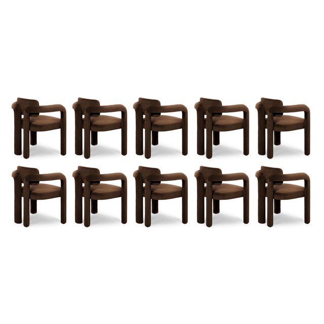 Double Arch Dining Chairs in Dark Brown Cotton Velvet from Insidherland, Set of 10 For Sale - Image 14 of 14
