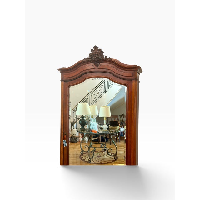 19th Century Antique French Provincial Mahogany Mirrored Wardrobe Armoire For Sale - Image 5 of 6