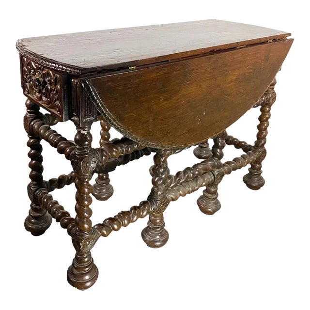 Indo-Portuguese Teak Gate-Leg Table For Sale