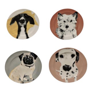 Sally Muir Dog-a-Day Dessert Plate Set of 4 For Sale