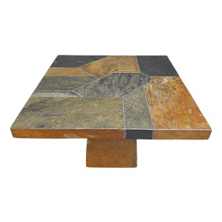 Brutalist Slate Stone Coffee Table, 1980s For Sale