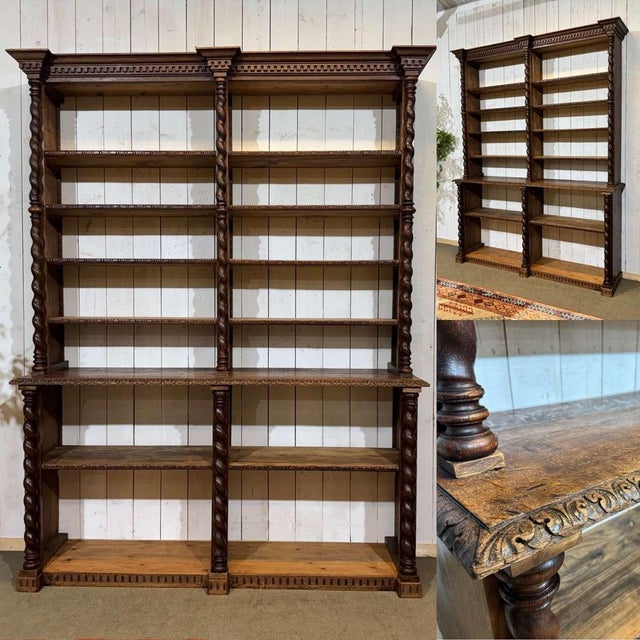 Early 20th Century Oak and Fir Wood-Paneled Bookcase For Sale - Image 4 of 18