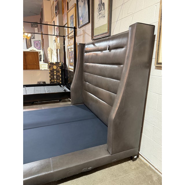 Attribtued to Nathan Anthony Gray, Tufted, "August", Leather Queen Size Bed For Sale In Las Vegas - Image 6 of 8