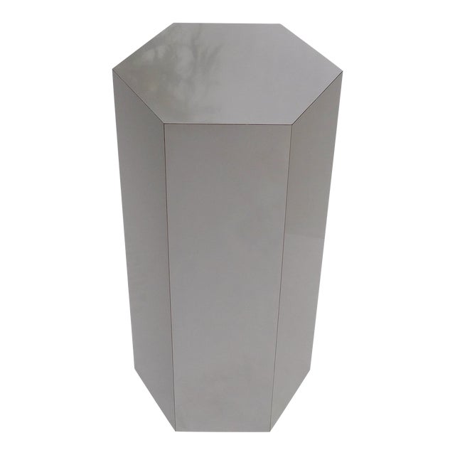Grey Laminate Aluminum Base Hexagon Shape Mid-Century Modern Pedestal For Sale