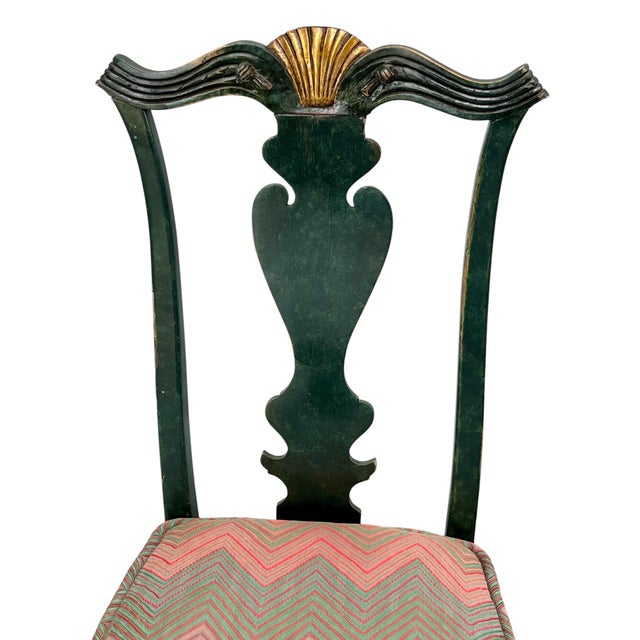 Early 19th Century Four 19th Century Queen Anne Style Dark Green Painted Side Chairs. For Sale - Image 5 of 12