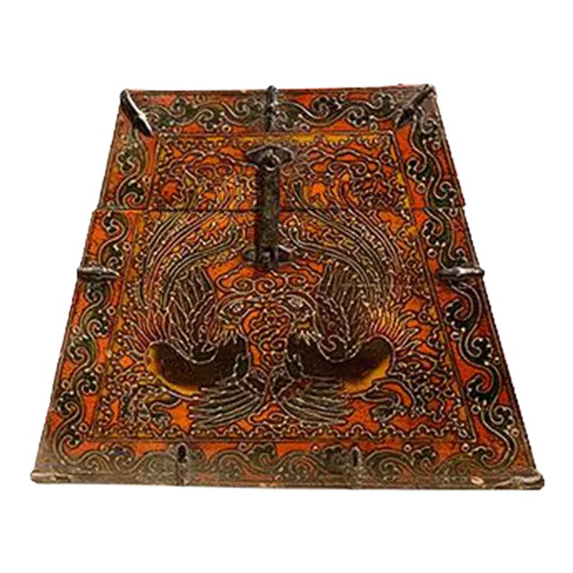 1970s Asian Tibetan Hand Carving Trunk For Sale