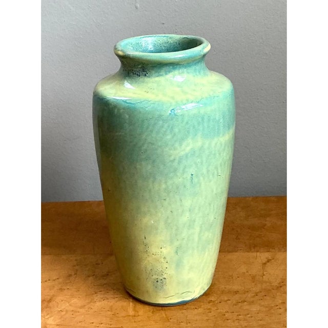 Vintage Blue and Yellow Glazed Ceramic Vase For Sale - Image 12 of 12