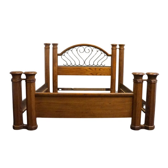 Thomasville Furniture Renaissance Collection Solid Oak Adjustable King / Queen Size Canopy Bed 34511-475 For Sale - Image 9 of 18