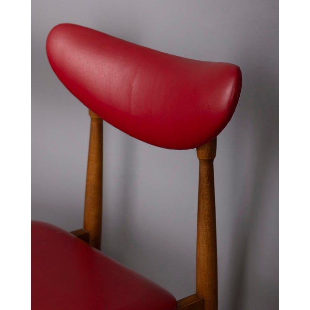 1960s Vintage Italian Chairs in Wood and Leather, 1960s, Set of 2 For Sale - Image 5 of 14