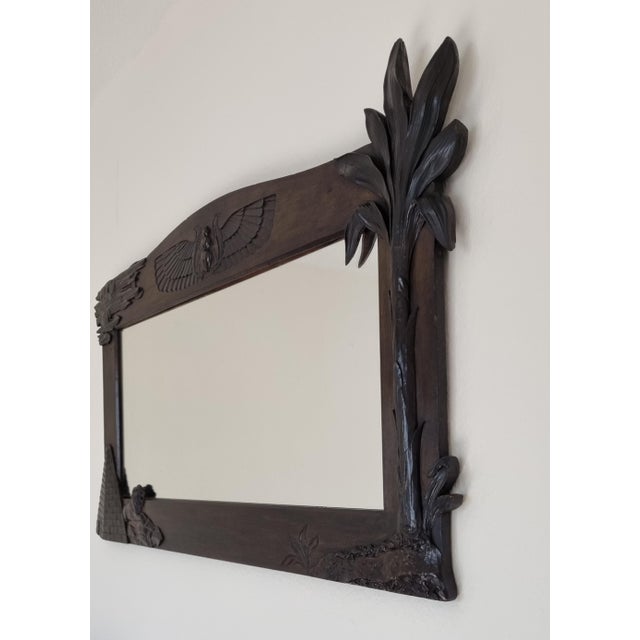 Art Deco Egyptian Revival Walnut Mirrors, 1920, Set of 2 For Sale - Image 9 of 16