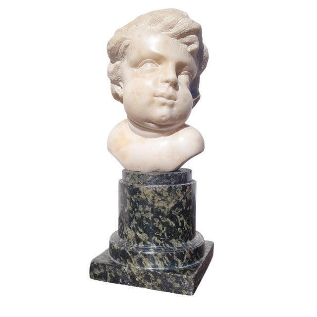 17th Century White Marble Putto Head on a Column For Sale - Image 18 of 18