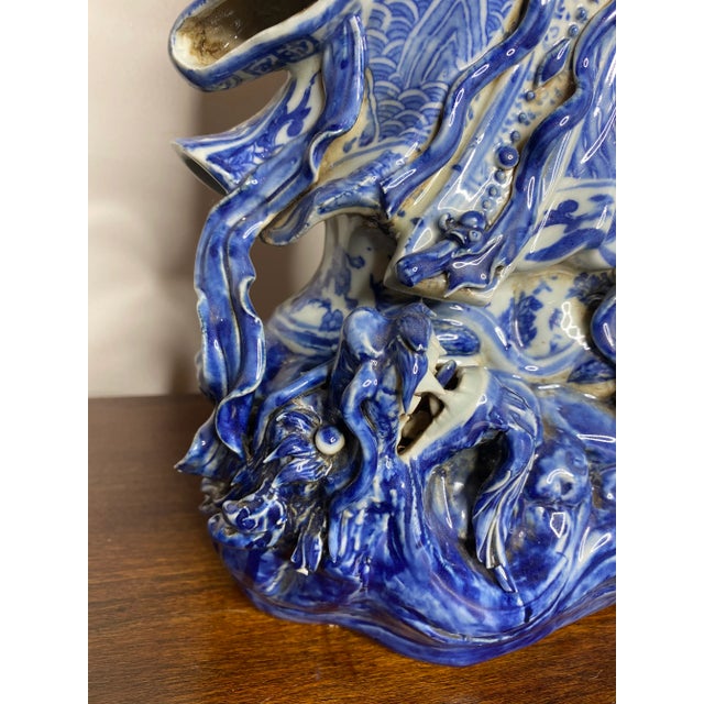 Vintage Chinese Blue & White Figures - Set of 2 For Sale - Image 4 of 13