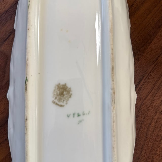 Magenta Antique p.t. Germany Tettau Porcelain Celery Dish, Magenta Floral Relish Tray, Circa 1902 For Sale - Image 8 of 12