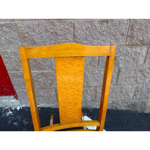 American Vintage Rustic Country Colonial Oak Wood Cane Rocking Chair For Sale - Image 3 of 16