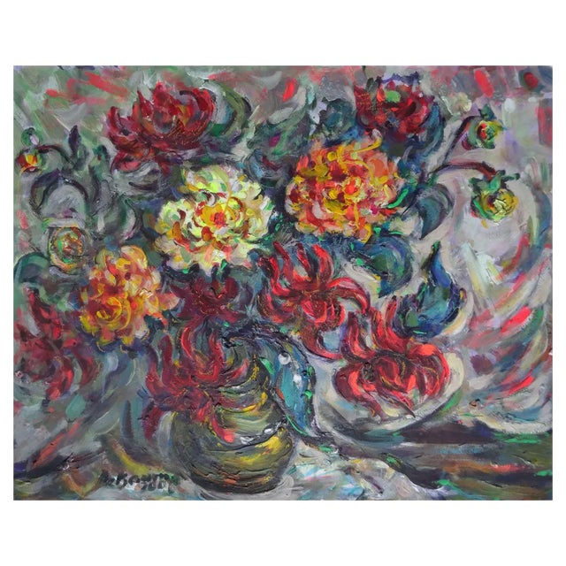 Dzidra Bauma, Last Autumn Dahlias, 2006, Mixed Media on Paper For Sale